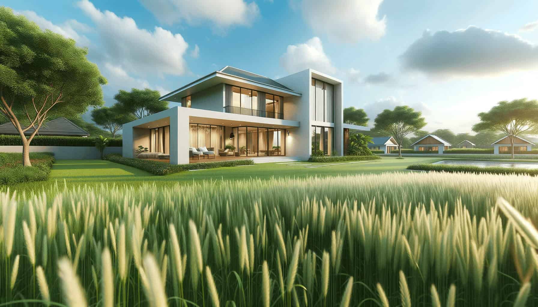DALL·E 2023 10 16 13.43.38 Photo of a newly built modern home on an individual plot of land with a foreground of green grass and a clear sky DALL·E 2023 10 16 13.43.38 Photo of a newly built modern home on an individual plot of land with a foreground of green grass and a clear sky